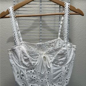 For Love And Lemons White Lace Floral Top